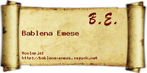 Bablena Emese névjegykártya